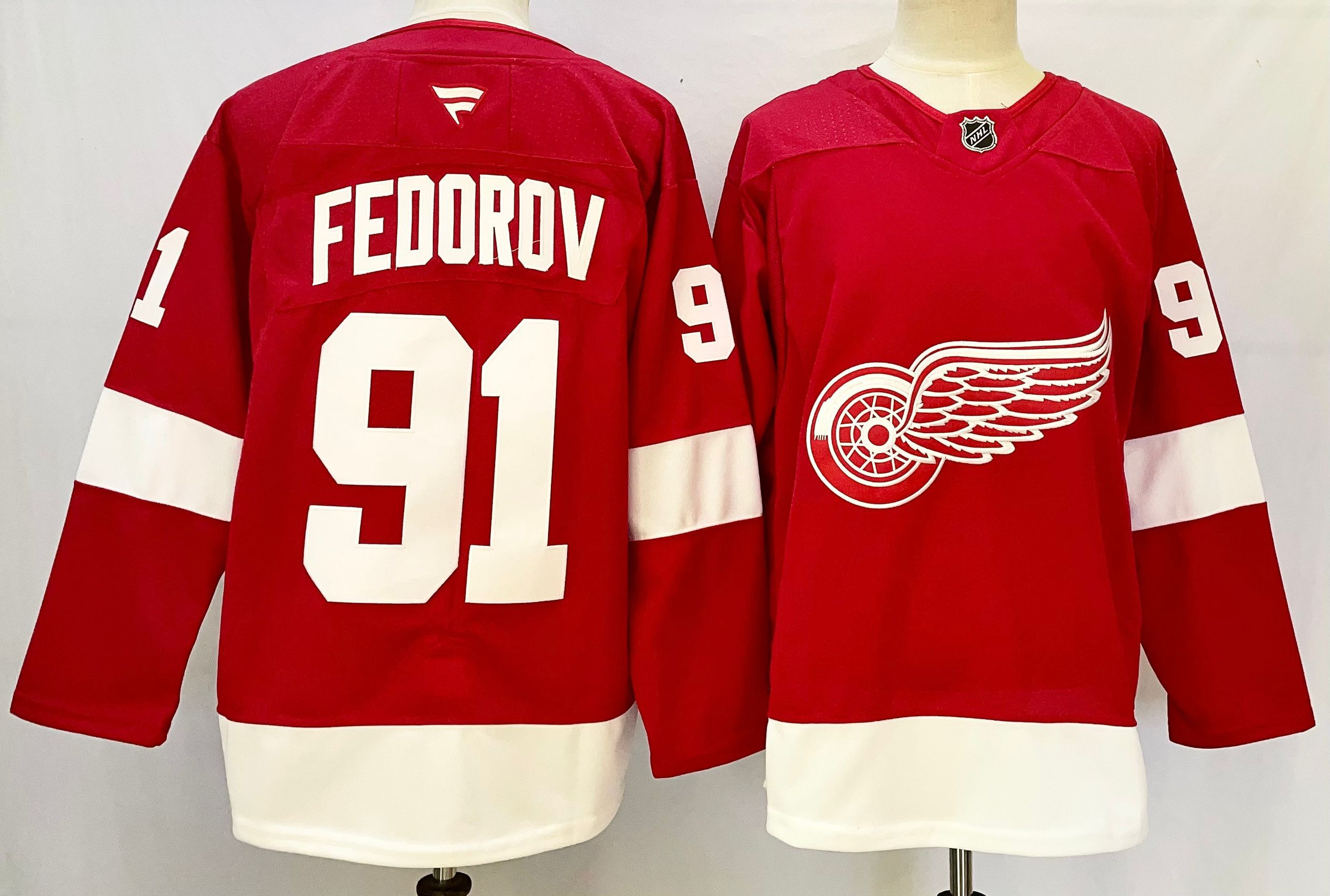 Men Detroit Red Wings #91 Fedorov Red 2025 Home Premier Player NHL Jersey->detroit red wings->NHL Jersey